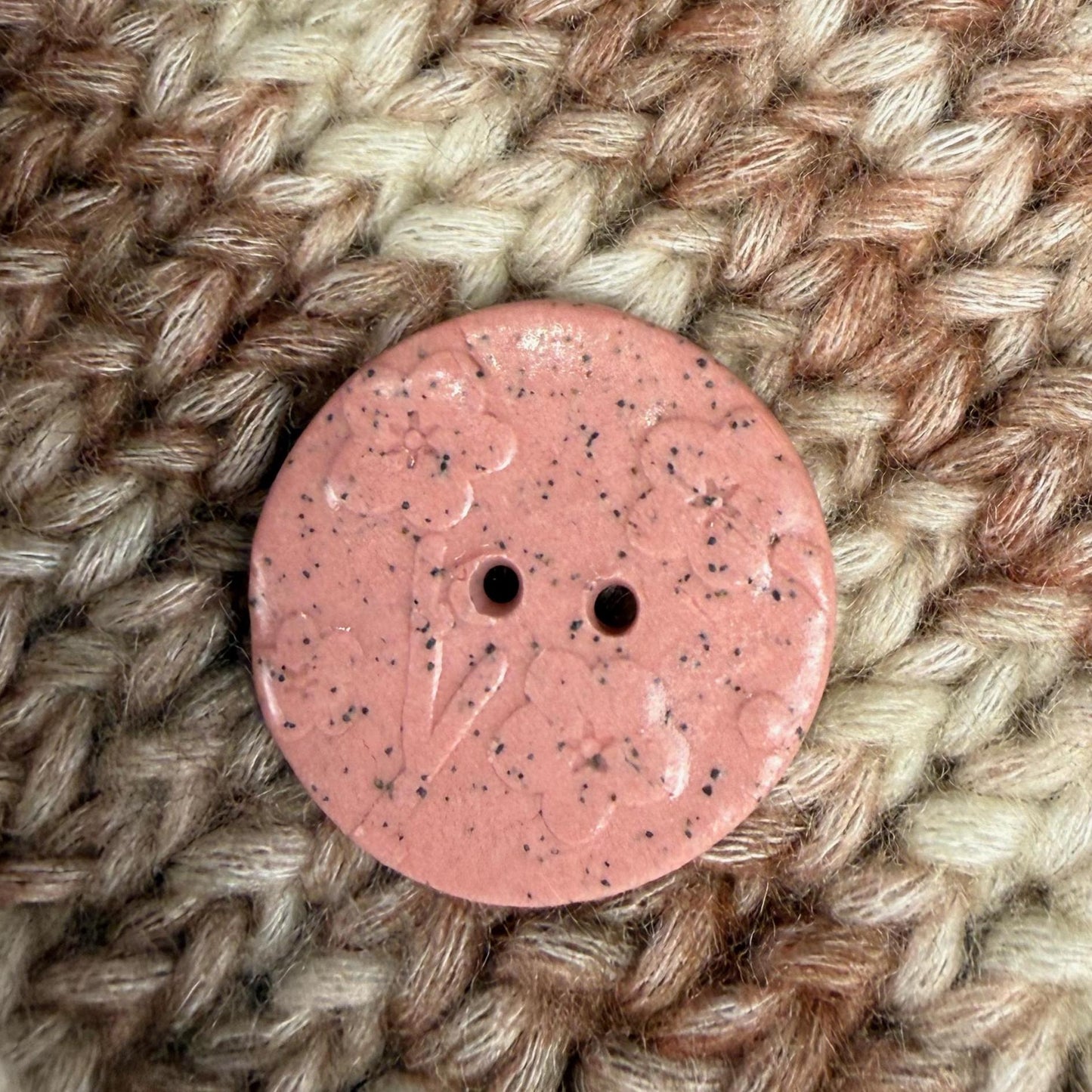 3 Pink Cherry Blossom Speckled Porcelain Buttons