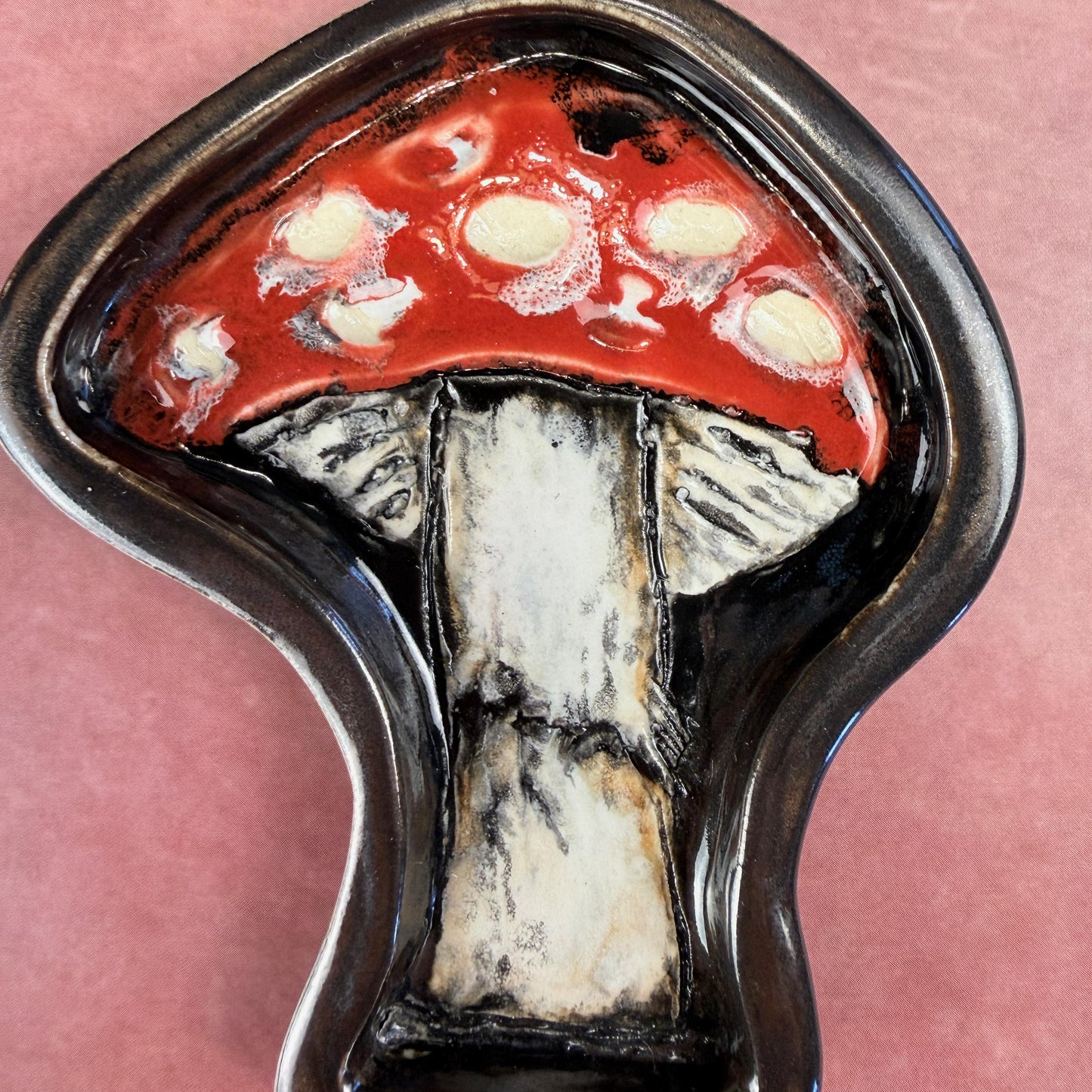 Small Red and White Mushroom Trinket Dish/Spoon Rest