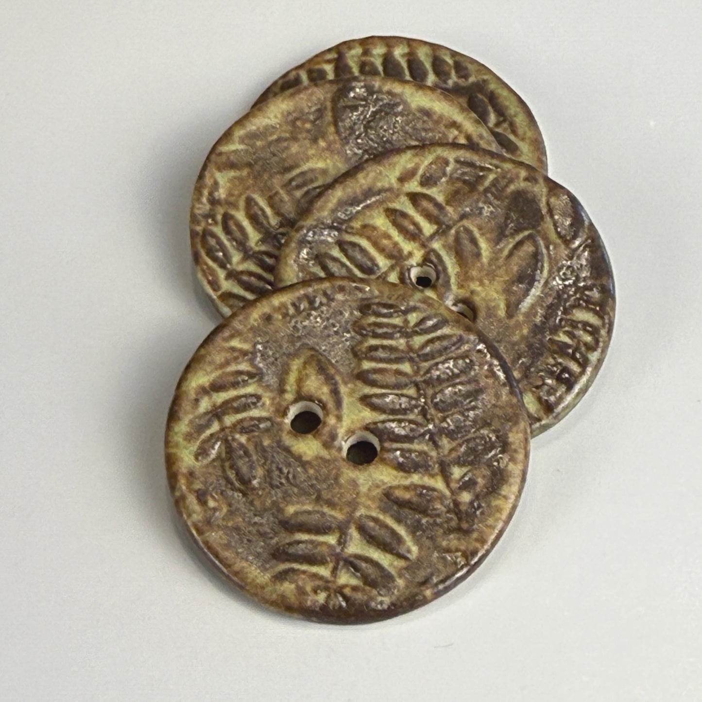 Gold and Brown Matte Fern Pattern Buttons