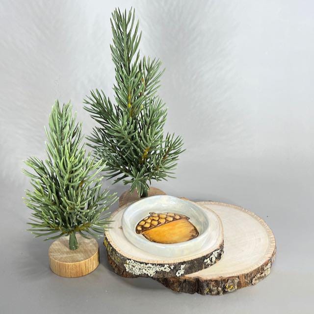 Handmade Ceramic Acorn Trinket Dish, Child's Ring Dish