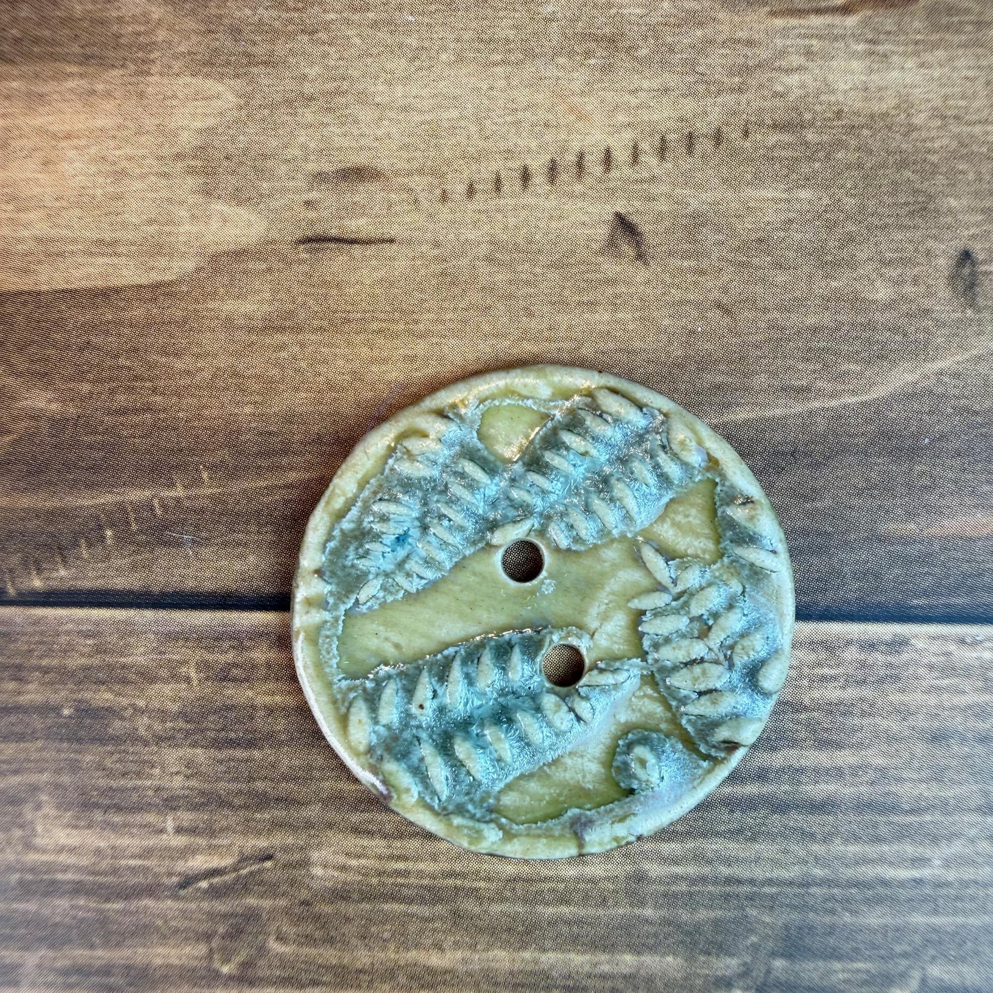 Small Spring Ferns with Green and Gold 2 Hole Round Buttons