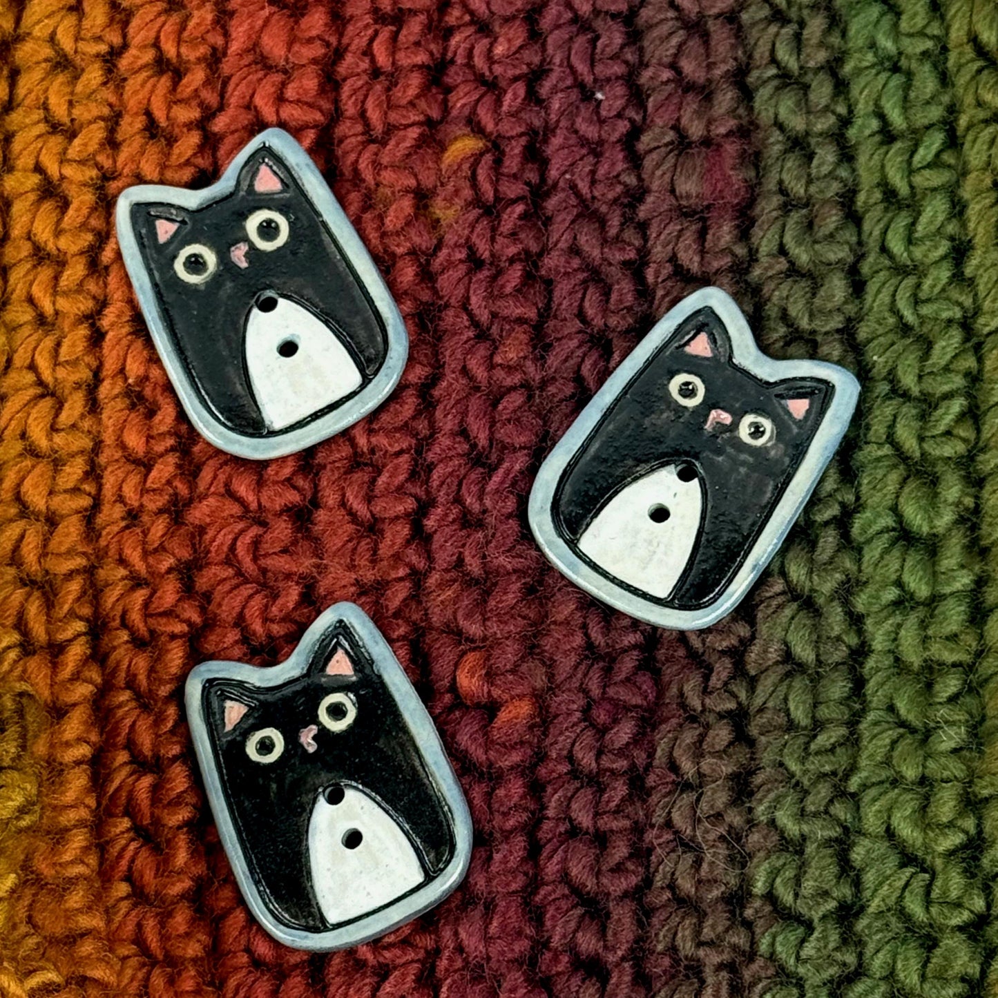 Tuxedo Kitty Ceramic Button