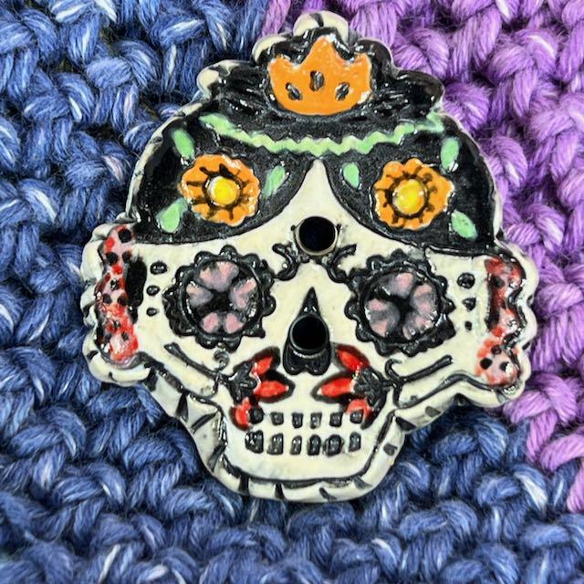 Calavera/Sugar Skull Design Focal Ceramic Bead Male or Female