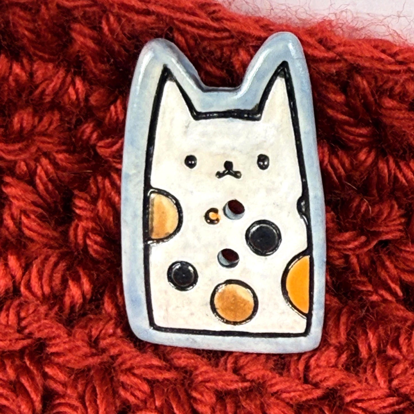 Calico Kitty Ceramic Button