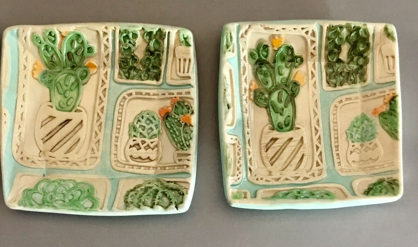 Succulent Design Square Trinket Dish