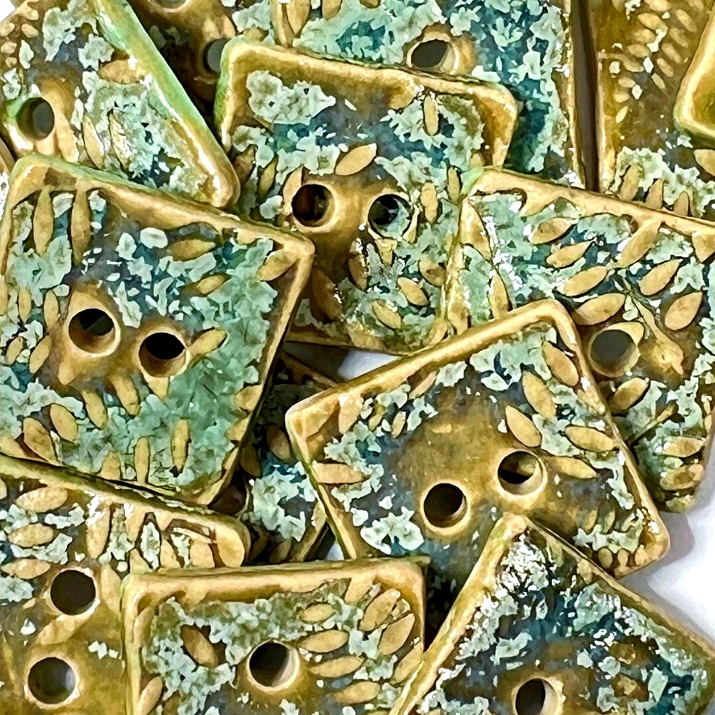 Spring Ferns with Frost 2 Hole Tiny Square Buttons