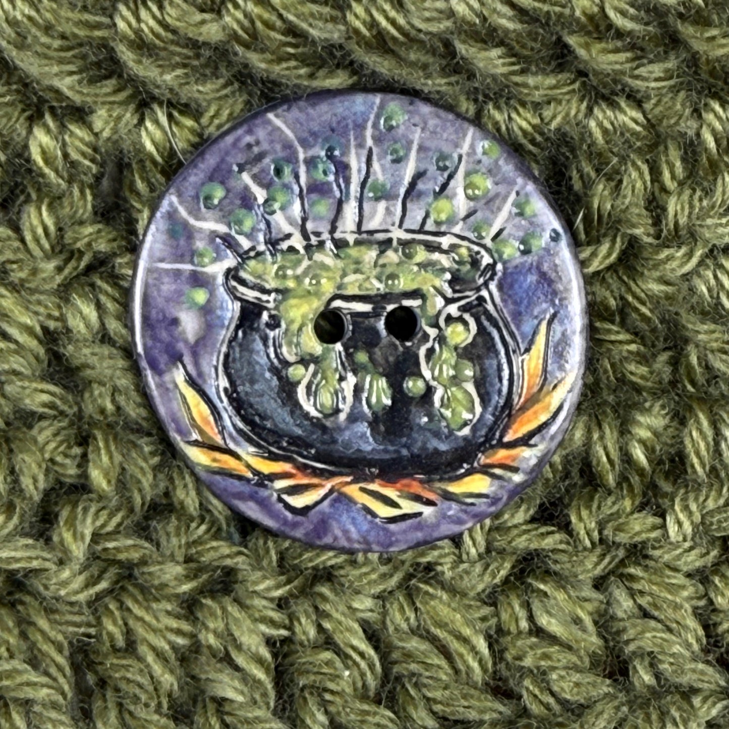 Witch's Brew Black Cauldron Large Round Button
