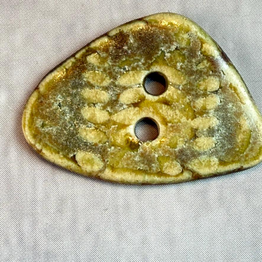 Tiny Spring Ferns with Green and Gold  2 Hole Triangular Buttons