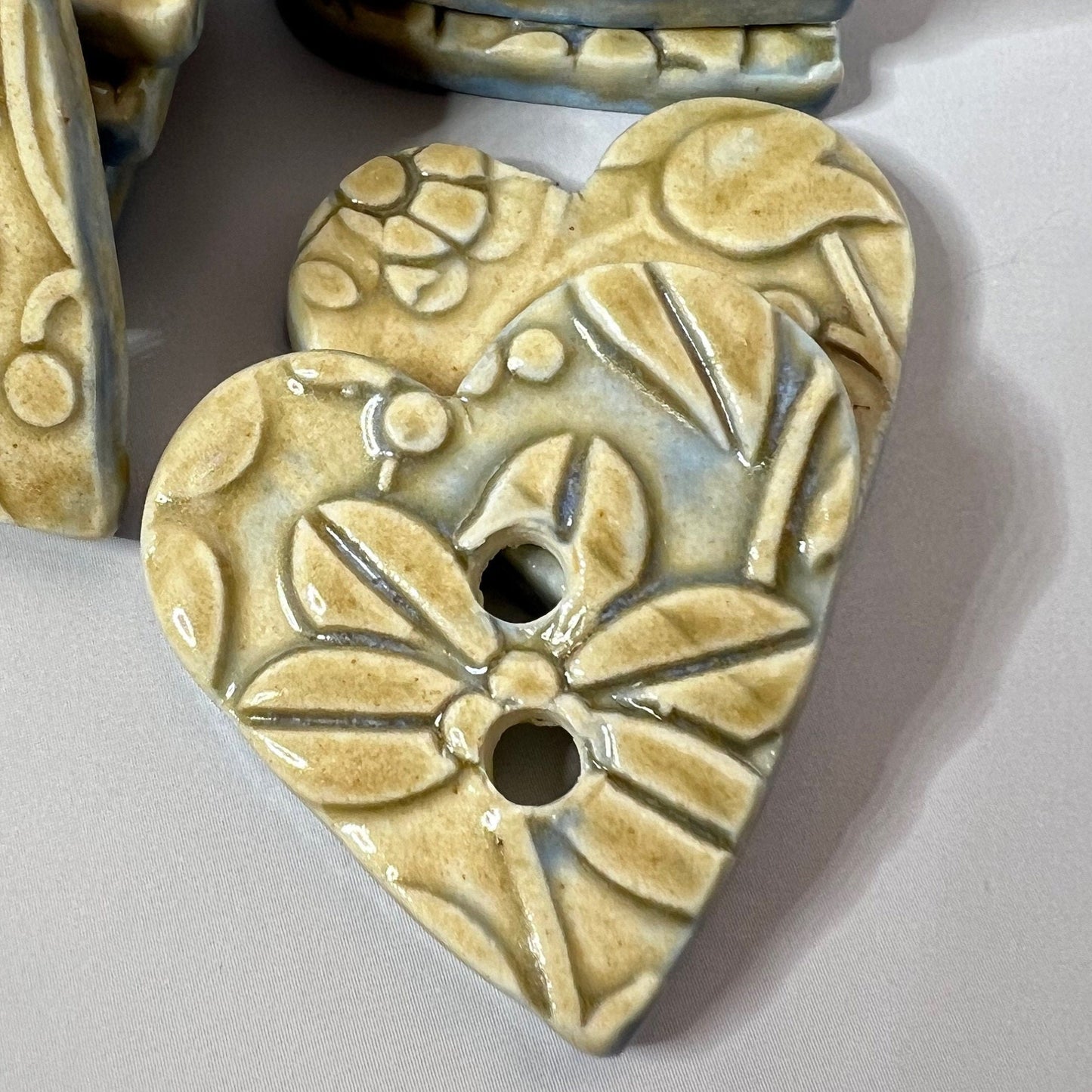 Light Yellow and Blue Floral Hearts