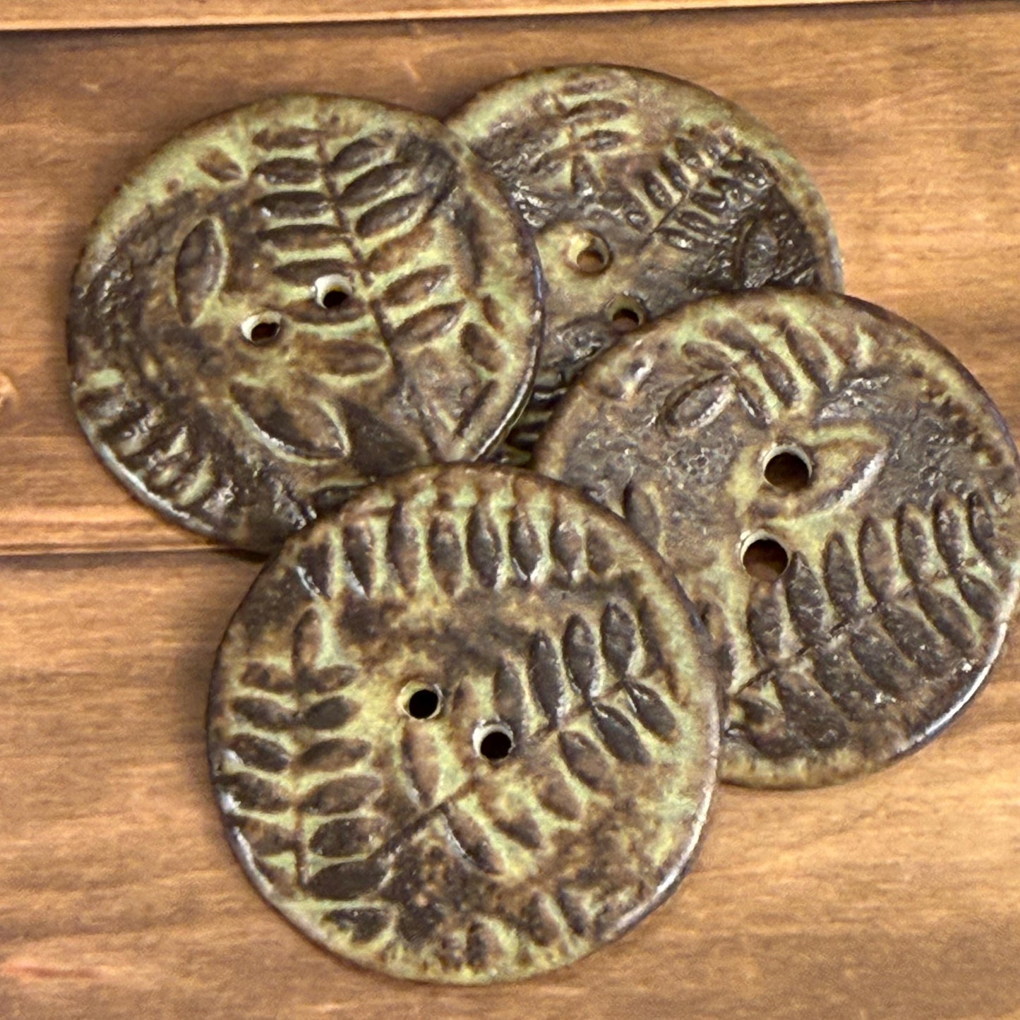 Gold and Brown Matte Fern Pattern Buttons