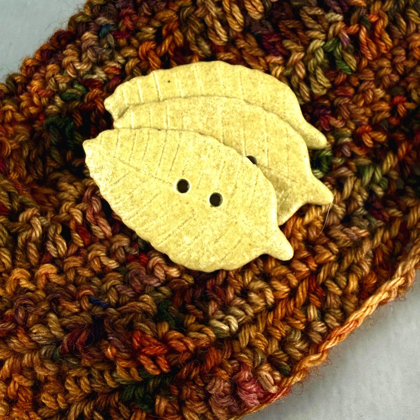 Large Yellow Leaf Ceramic Button