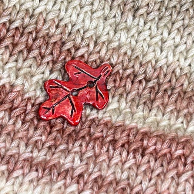 Red Leaf Shaped Ceramic Button