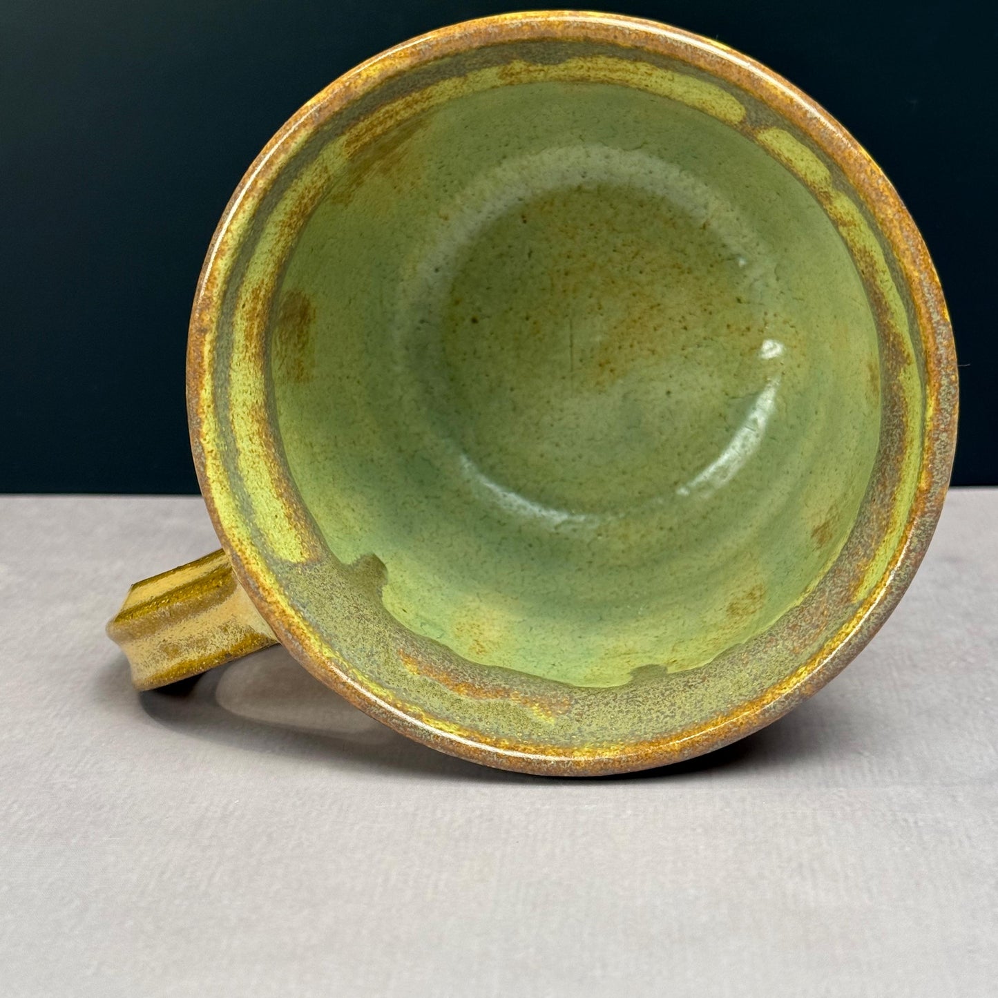 Yellow Ochre and Green Rustic Mug