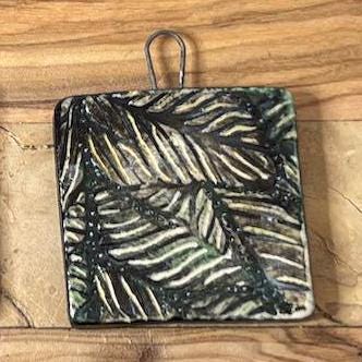Leaves and Textures in Black Ceramic Pendants