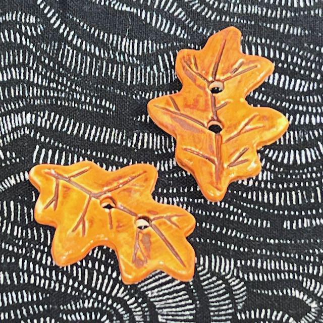 Orange Leaf Shaped Ceramic Button