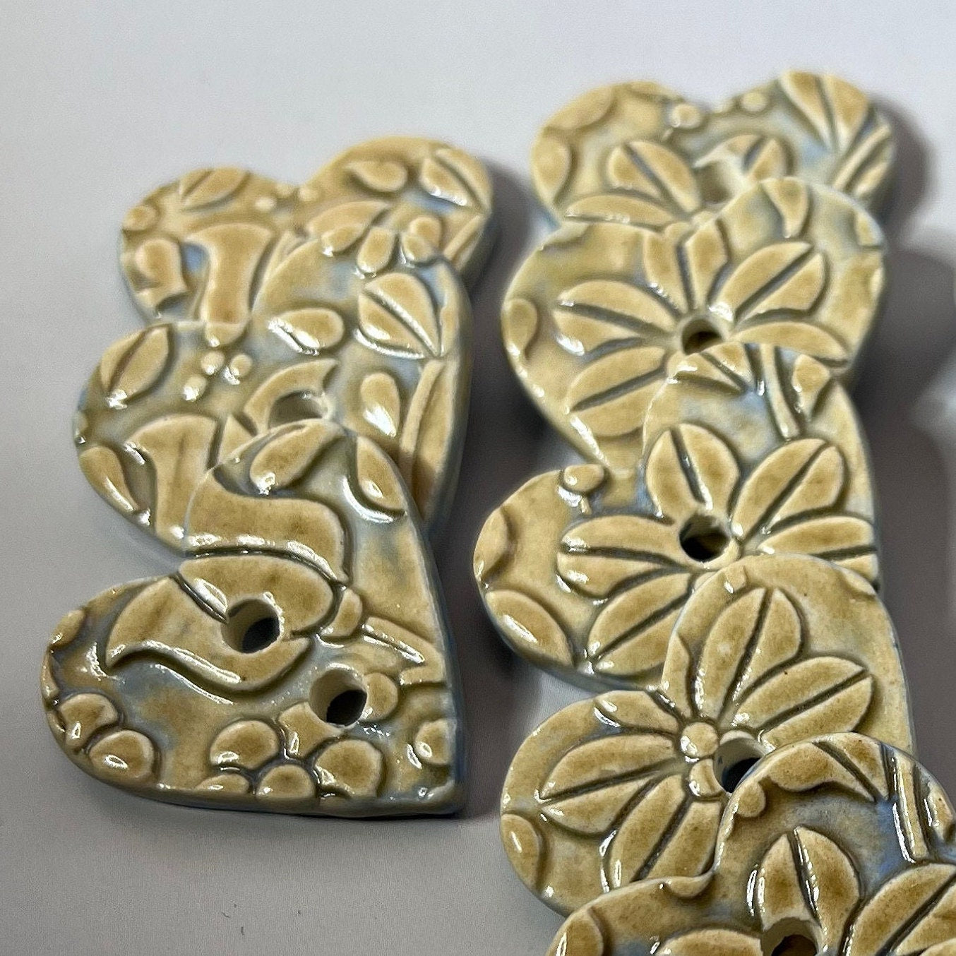 Light Yellow and Blue Floral Hearts
