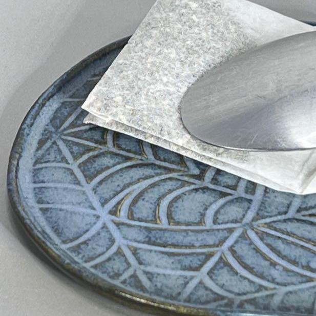 Small Dark Blue Oval with Spider Web Texture Trinket Tray/Teabag Holder/ Spoon Rest