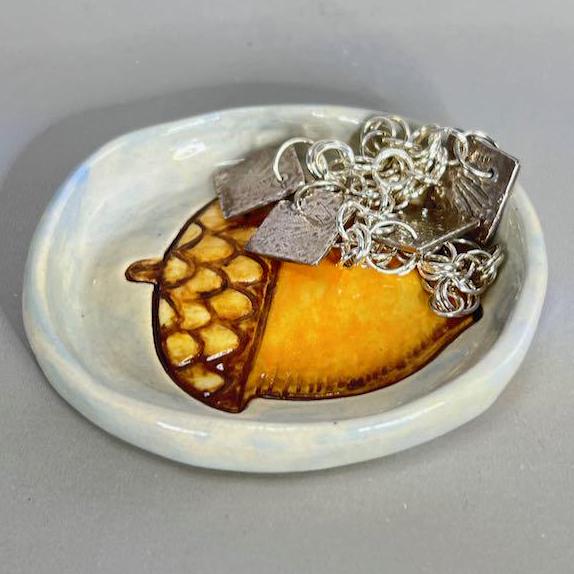 Handmade Ceramic Acorn Trinket Dish, Child's Ring Dish