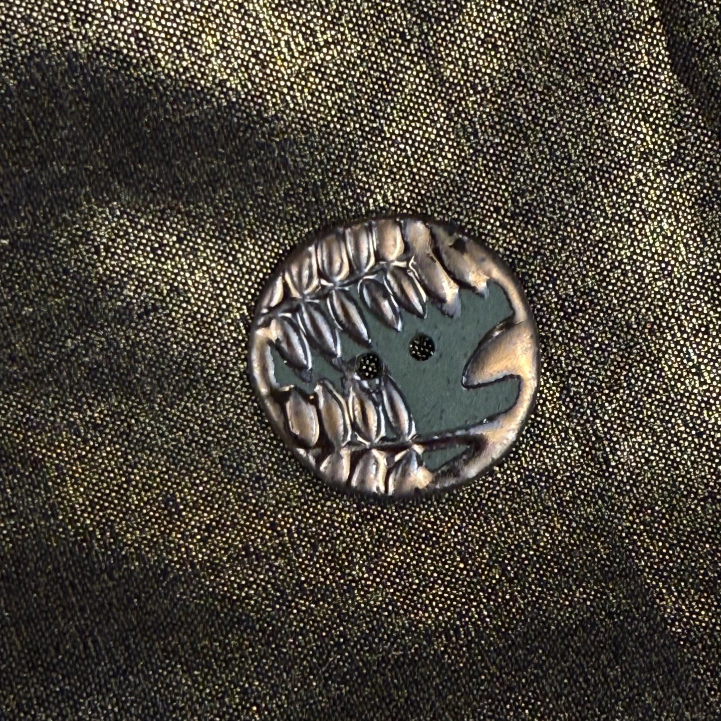 Gold Fern Leaves on Green Porcelain Round Buttons
