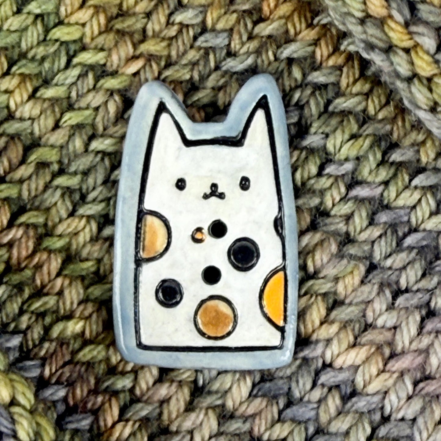 Calico Kitty Ceramic Button