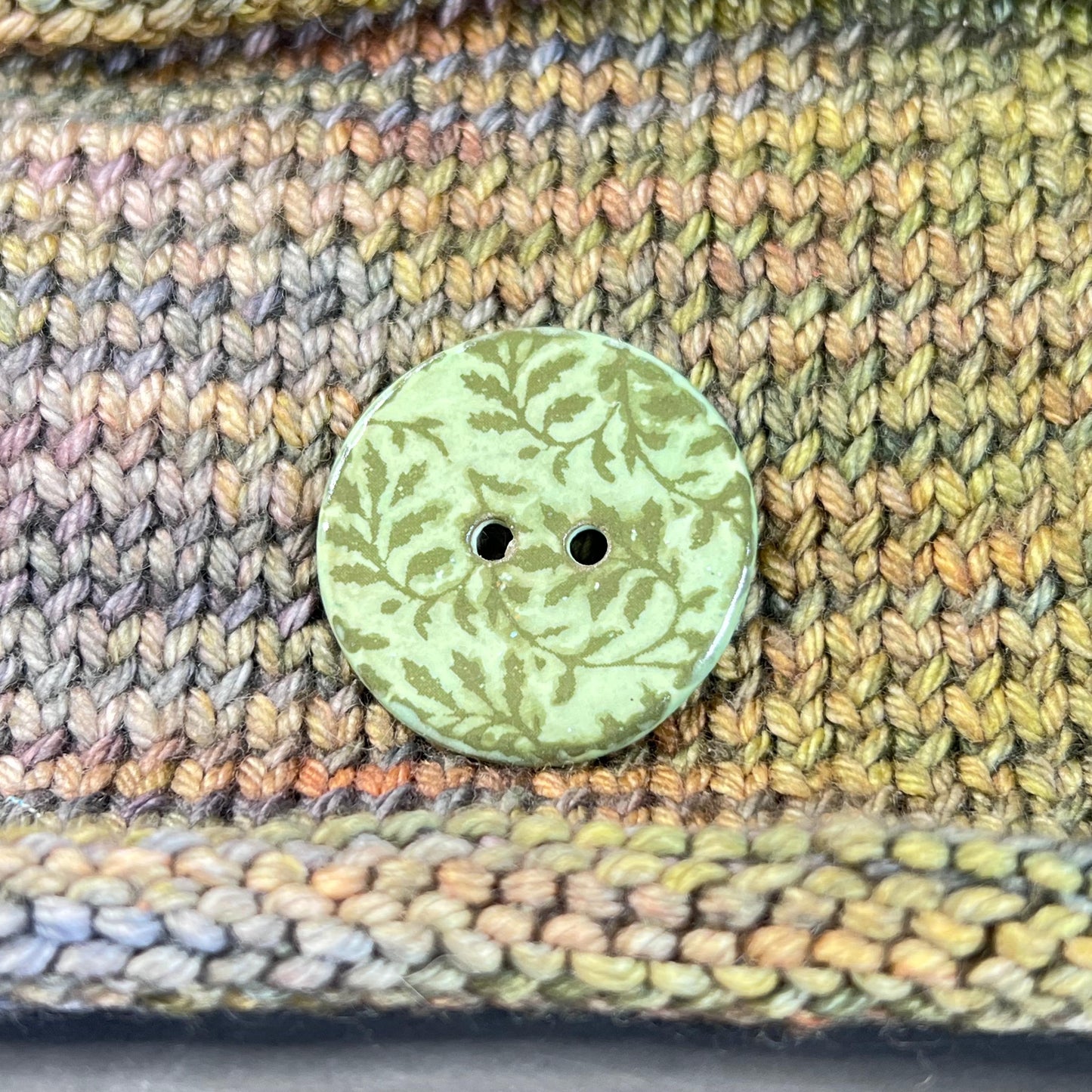 Large Green Accent Button with Green Silkscreened Leaves