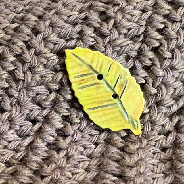 Yellow Leaf Shaped Ceramic Button