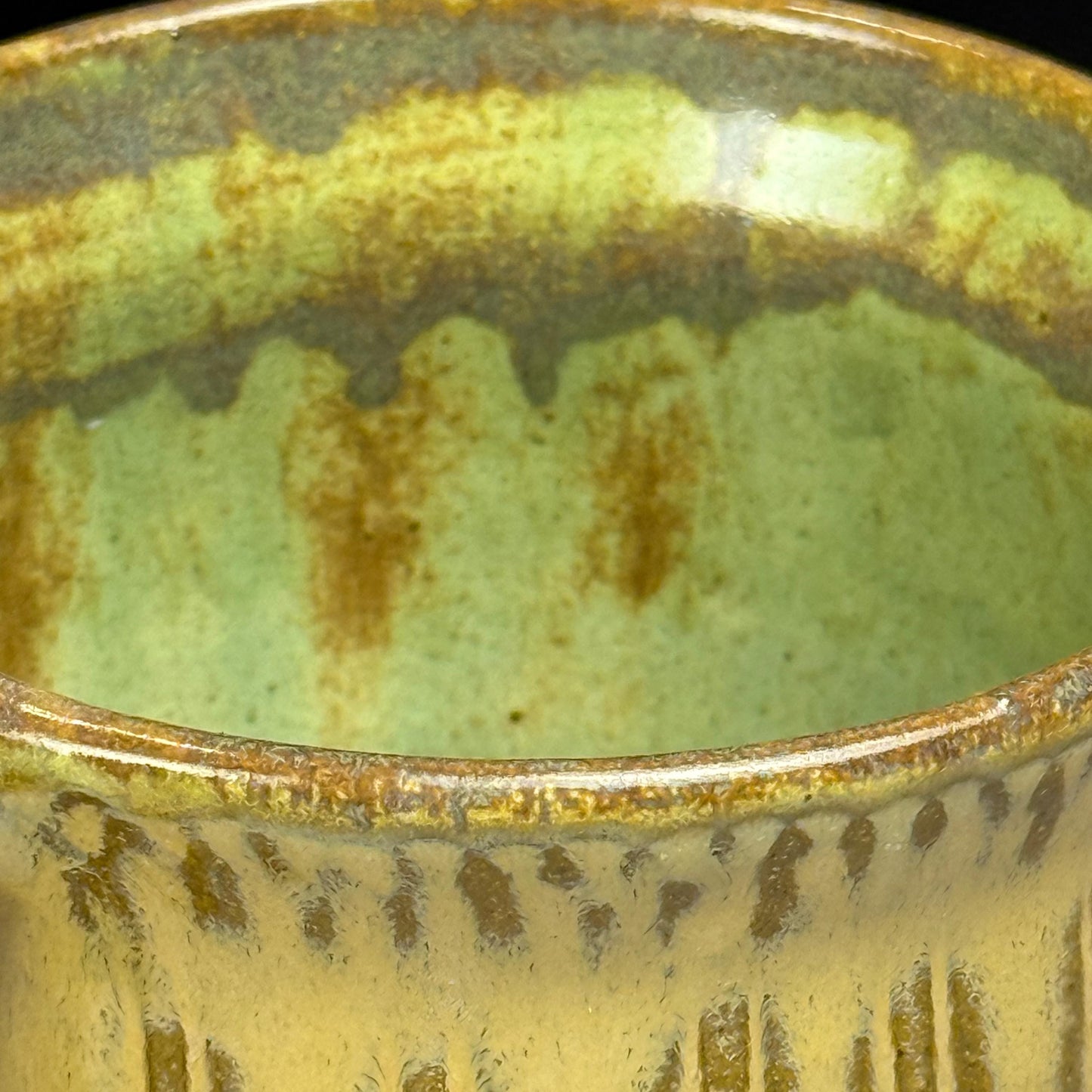 Yellow Ochre and Green Rustic Mug