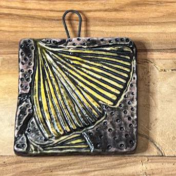 Leaves and Textures in Black Ceramic Pendants
