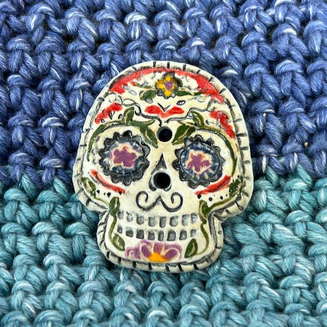 Calavera/Sugar Skull Design Focal Ceramic Bead Male or Female