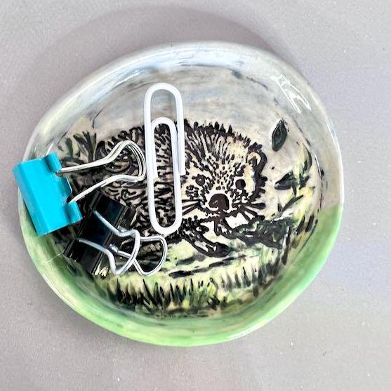 Tiny Round Hedgehog Ring Dish/Trinket Dish/ Spoon Rest
