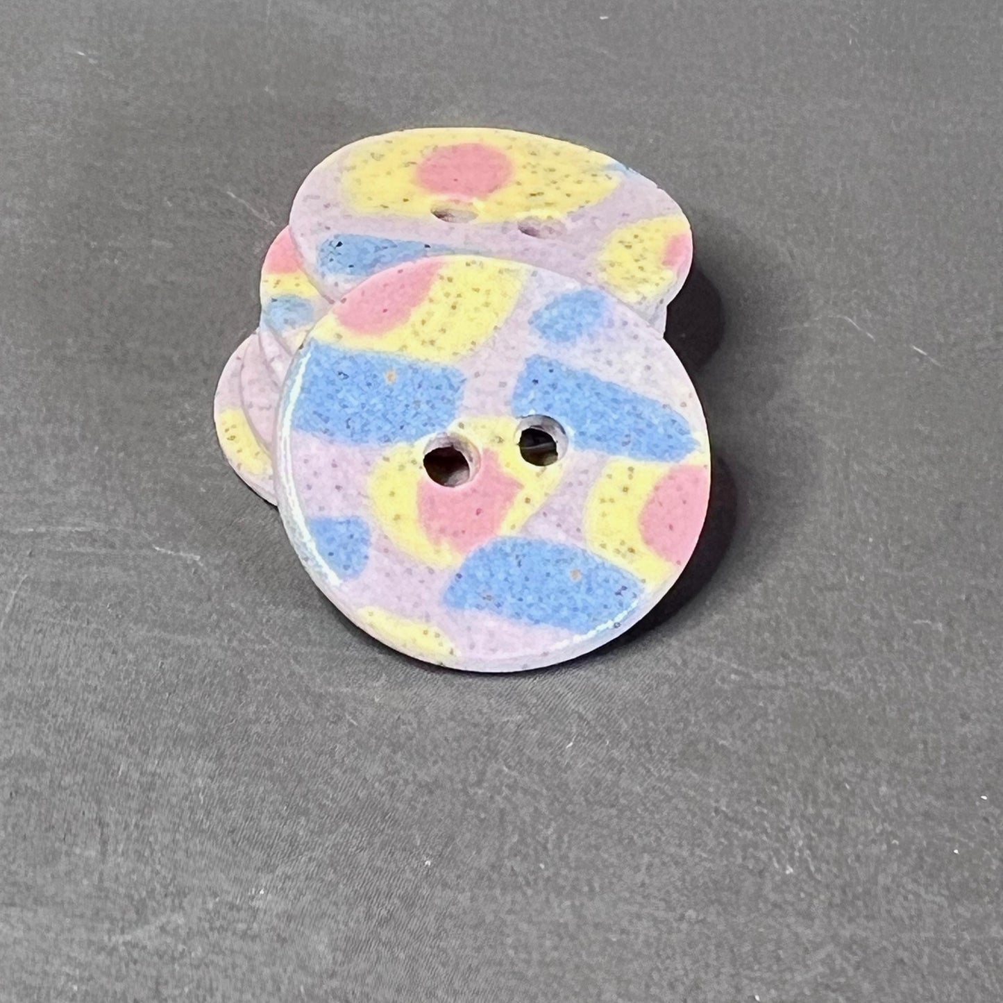 2 Speckled Porcelain Yellow Spring Blossom Patterned Buttons