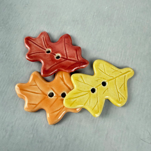 Fall Colored Leaves Ceramic Buttons