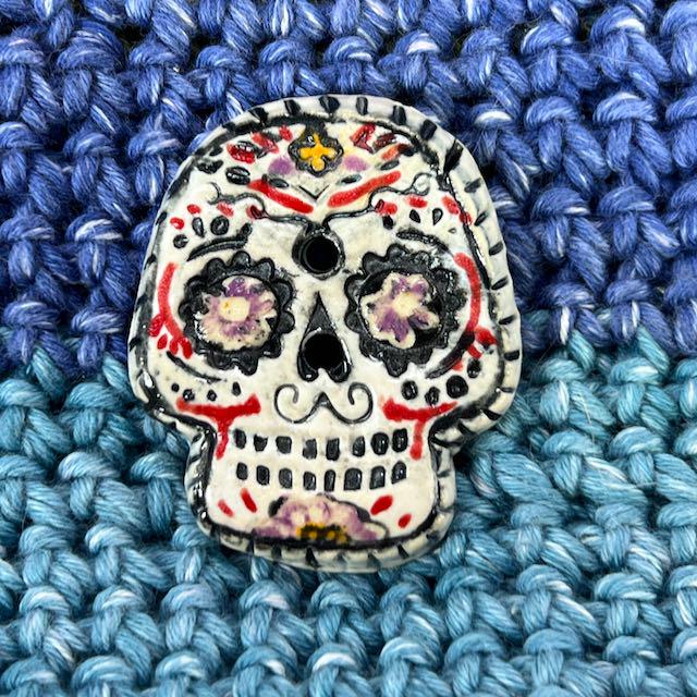 Calavera/Sugar Skull Design Focal Ceramic Bead Male or Female