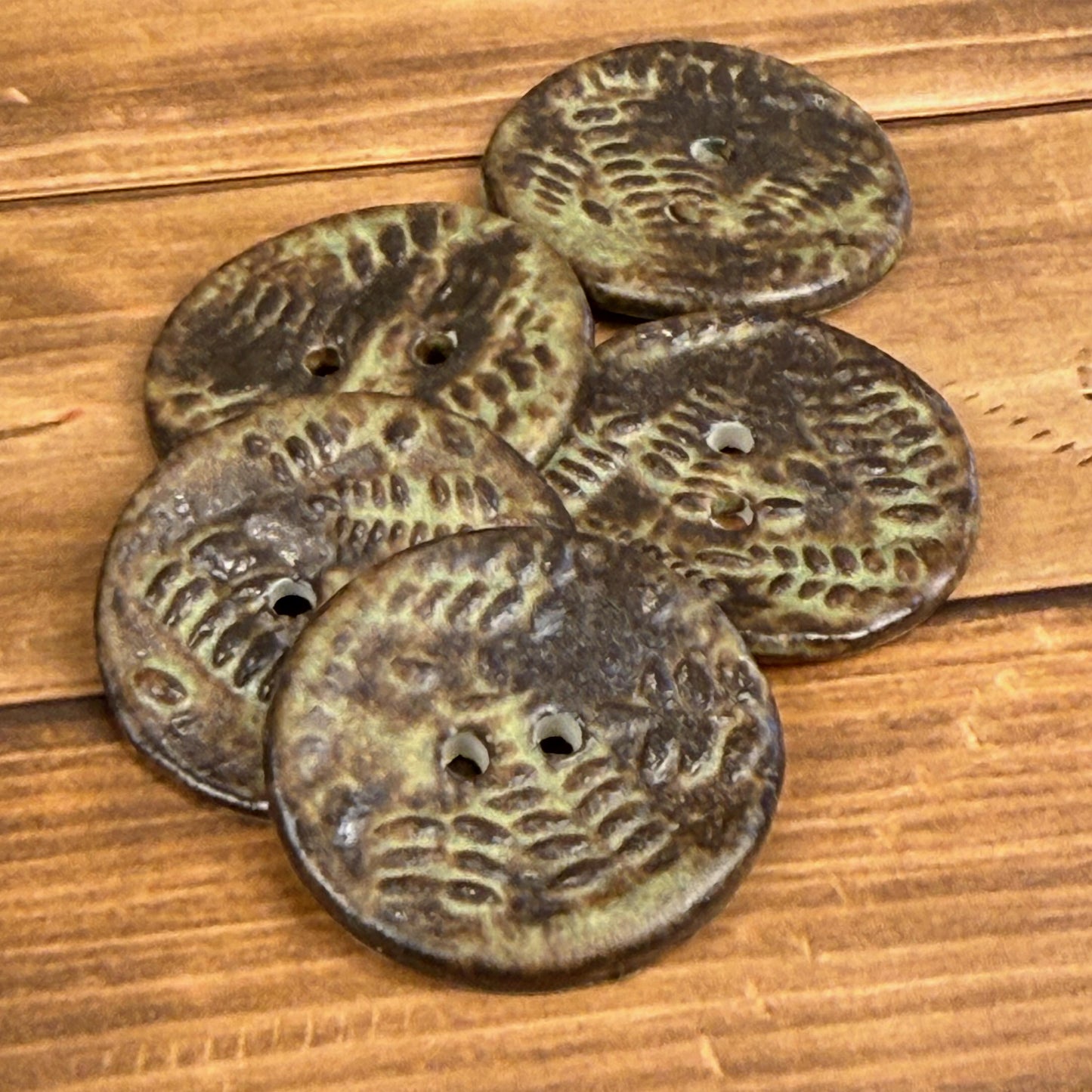 Gold and Brown Matte Fern Pattern Buttons