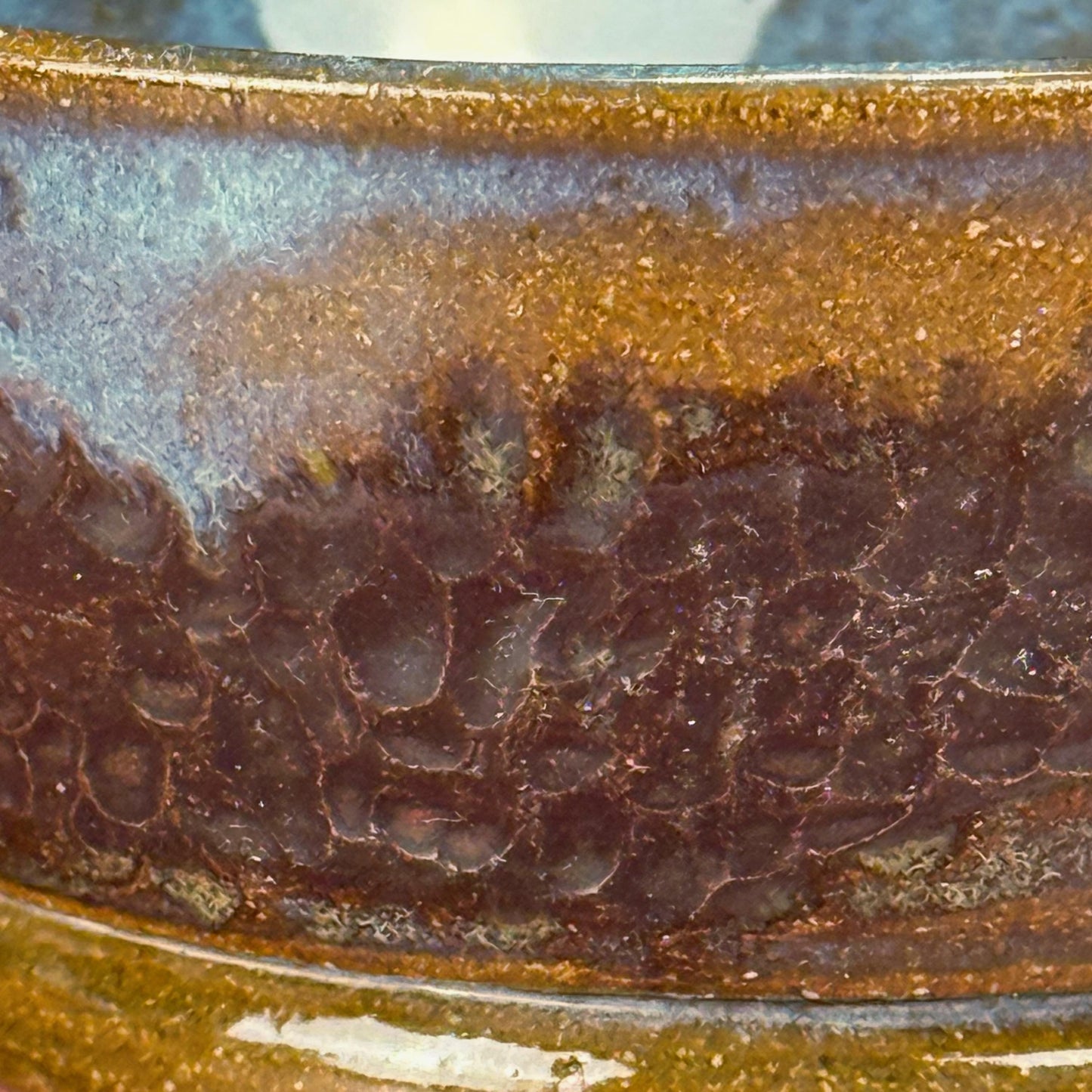 Small Blue and Brown Carved Texture Bowl