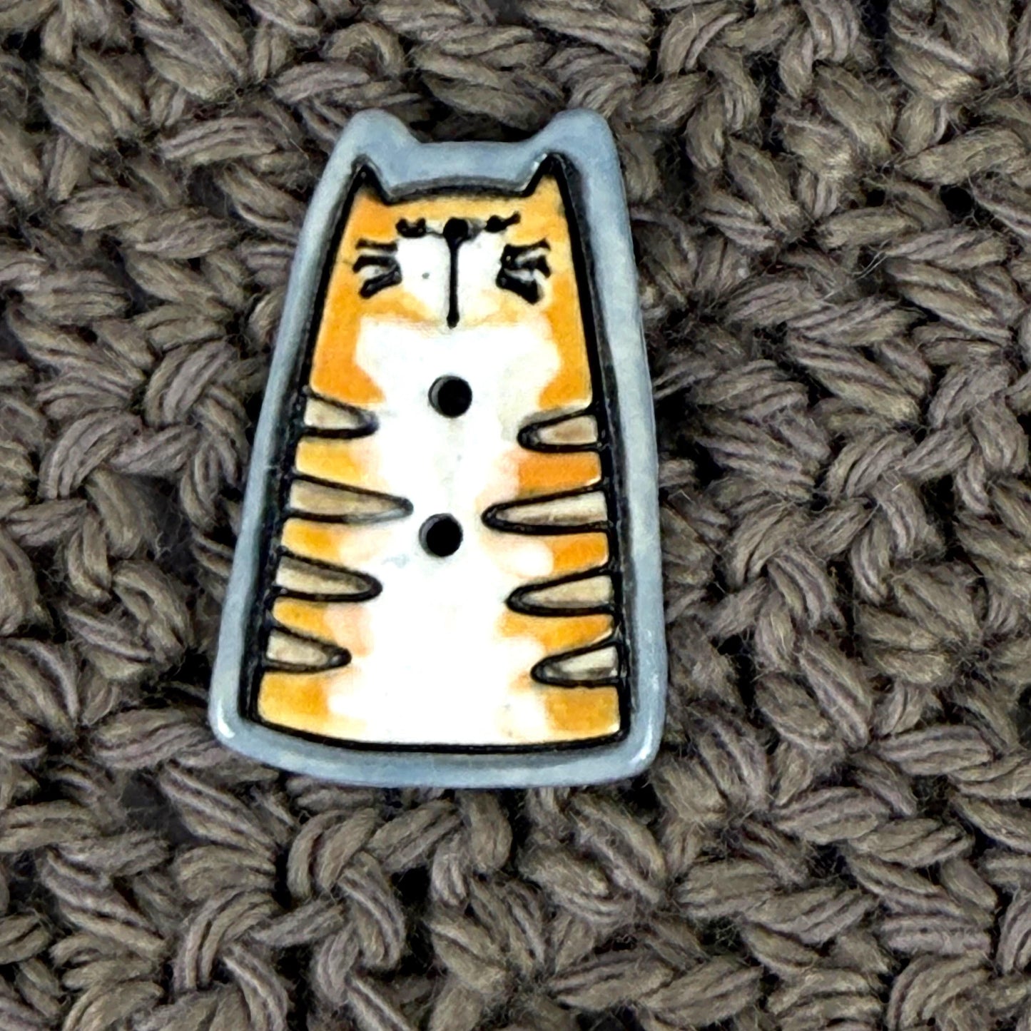 Orange Tiger Kitty Ceramic Button