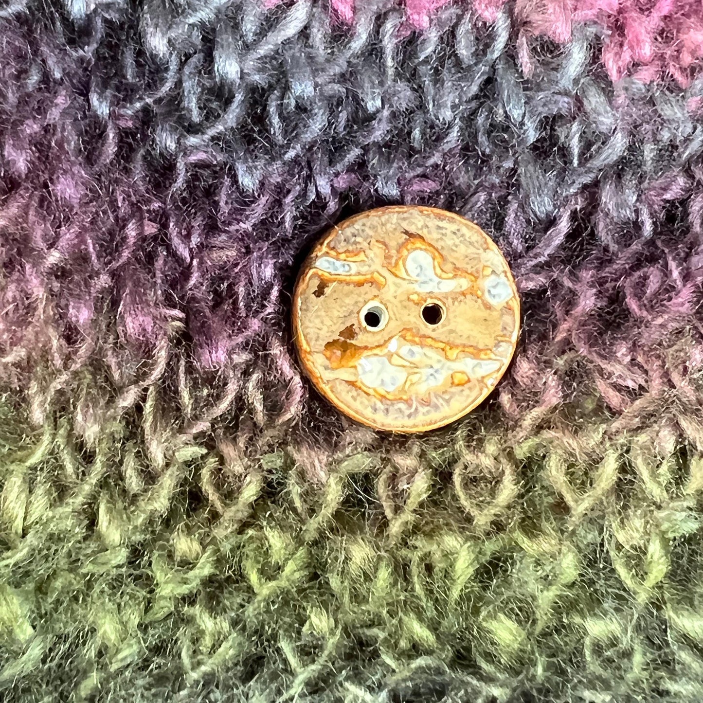 Set of 3 Brown Round Ceramic Buttons with 2 Holes