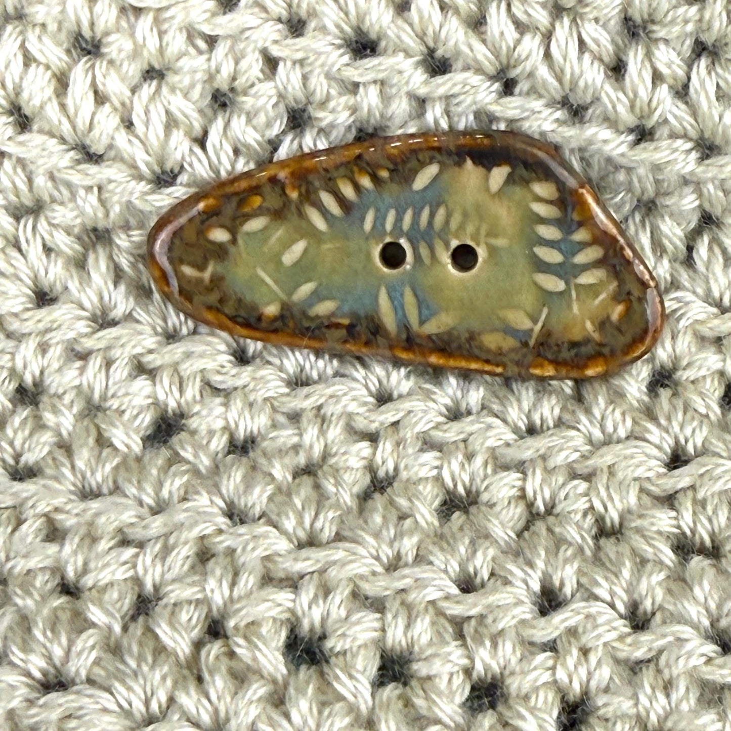 Ferns with Green, Blue, and Copper  2 Hole Large Triangular Buttons