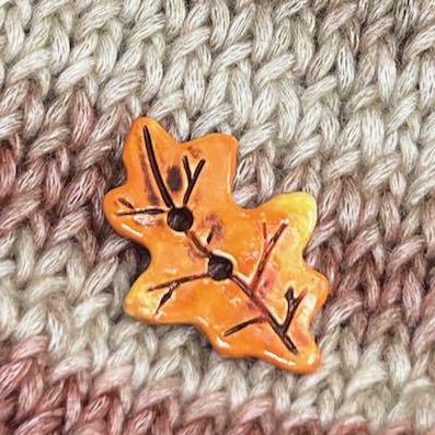 Orange Leaf Shaped Ceramic Button