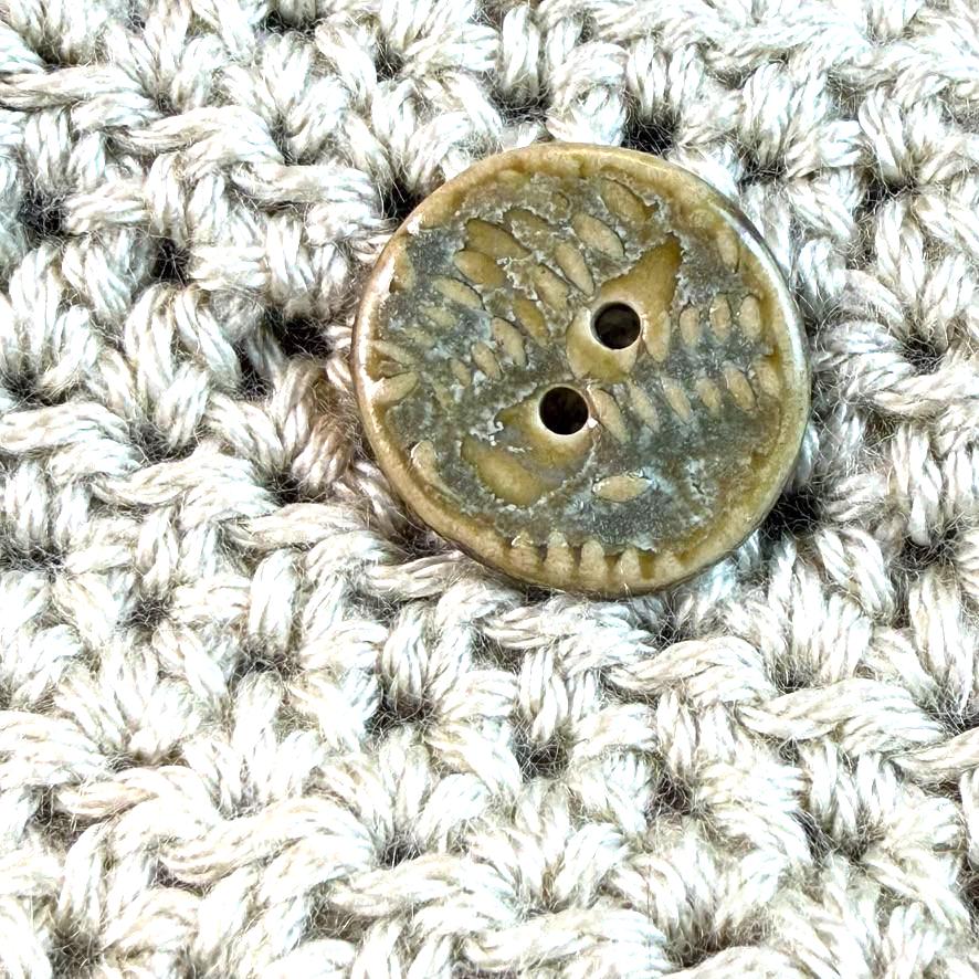 Small Spring Ferns with Green and Gold  2 Hole Round Buttons