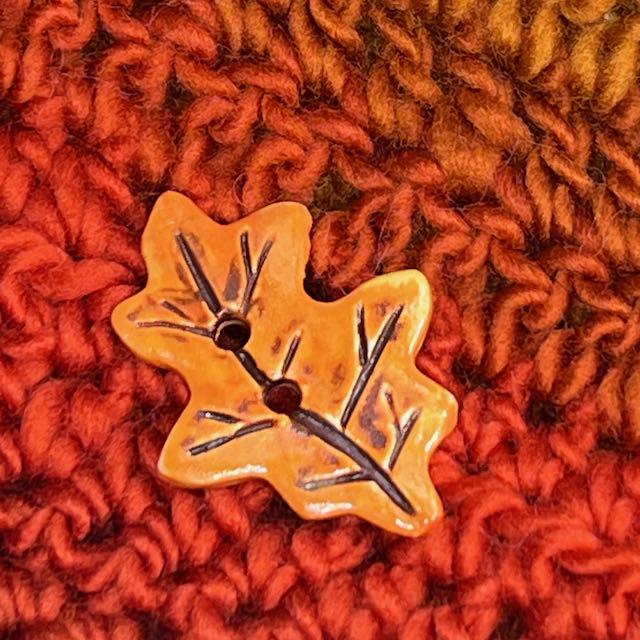 Orange Leaf Shaped Ceramic Button