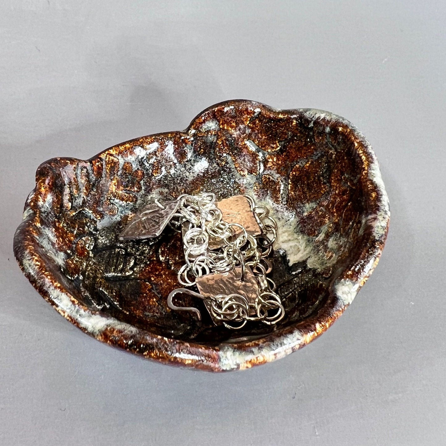 Brown Fall Leaves With Frost Teabag Holder/Spoon Rest