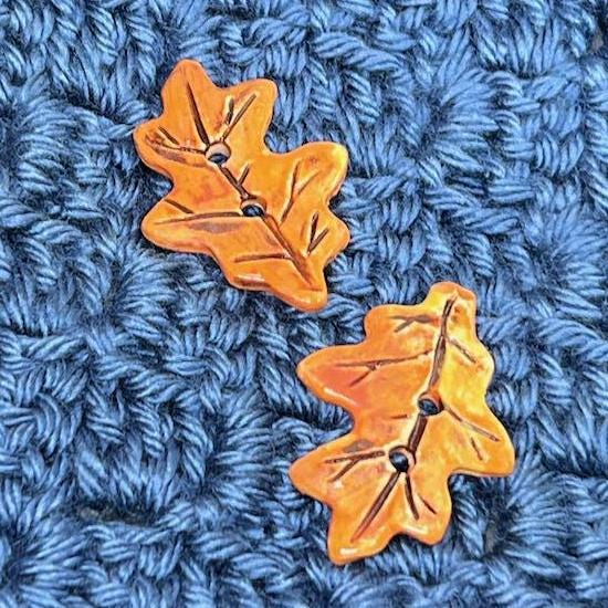 Orange Leaf Shaped Ceramic Button