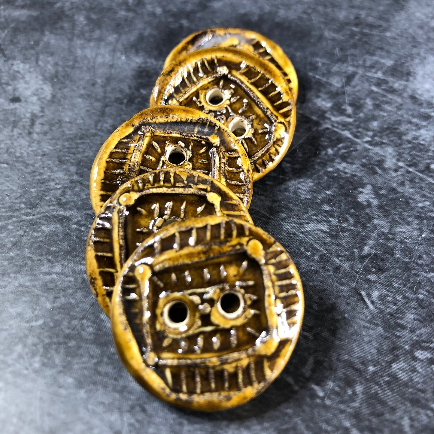 Textured Amber Brown Button