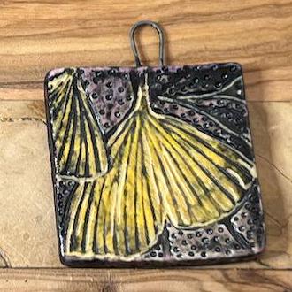 Leaves and Textures in Black Ceramic Pendants