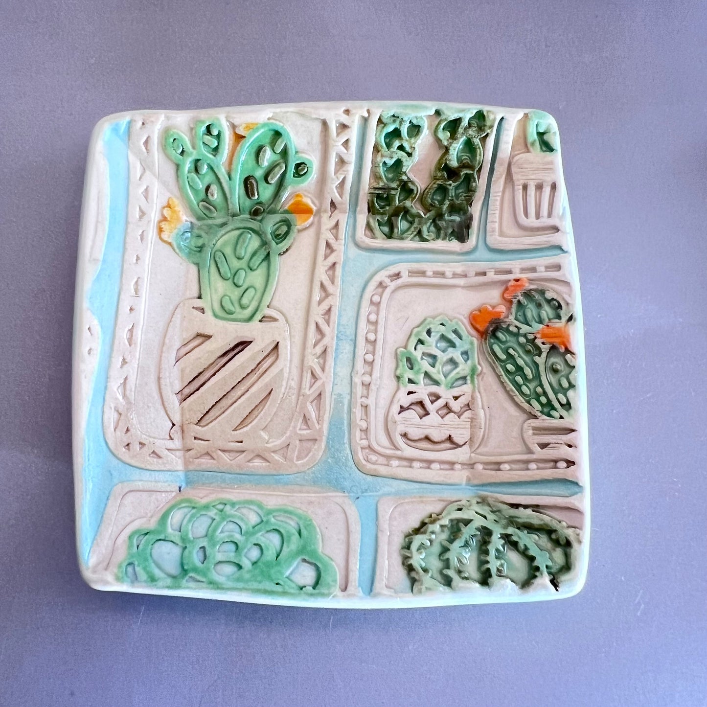 Succulent Design Square Trinket Dish