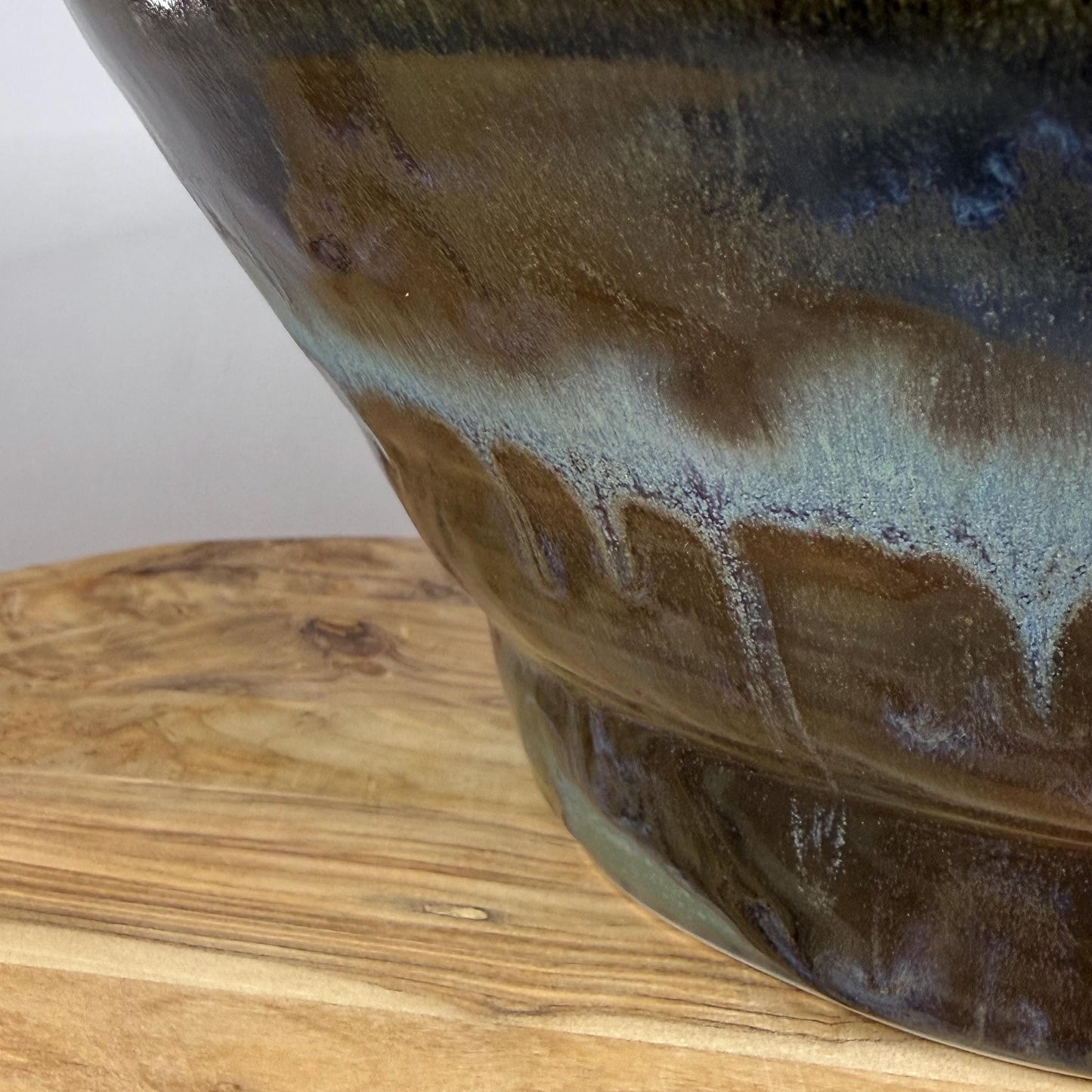 Dark Blue River Run Glazed Stoneware Serving Bowl/Fruit Bowl