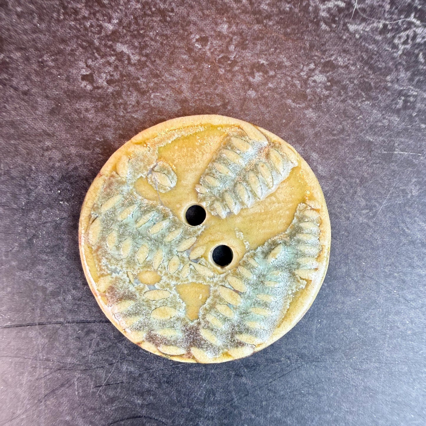 Small Spring Ferns with Green and Gold 2 Hole Round Buttons