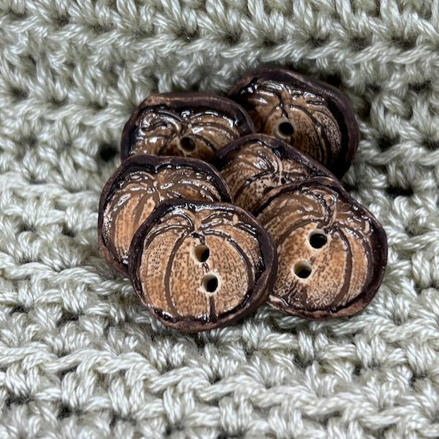 Pumpkin with Brown Details Ceramic Button