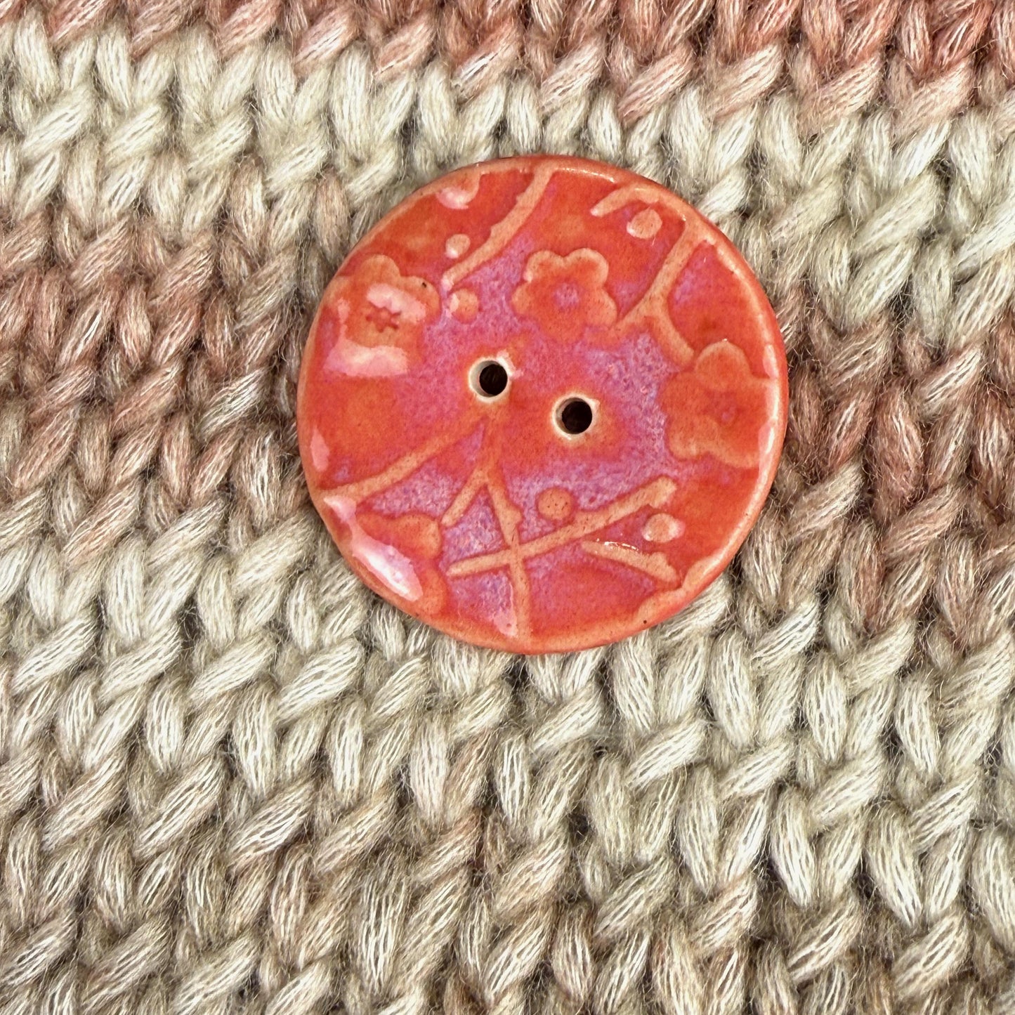 Bright Pink Cherry Blossom Patterned Ceramic Buttons